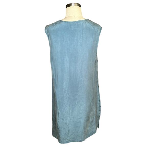 MAKE IT GOOD Blue Patterned Cupro Slip Tank Dress Women's Size Medium USA Made - Picture 3 of 7